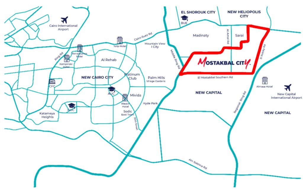 خريطة-المستقبل-سيتي-Mostakbal-City-Location